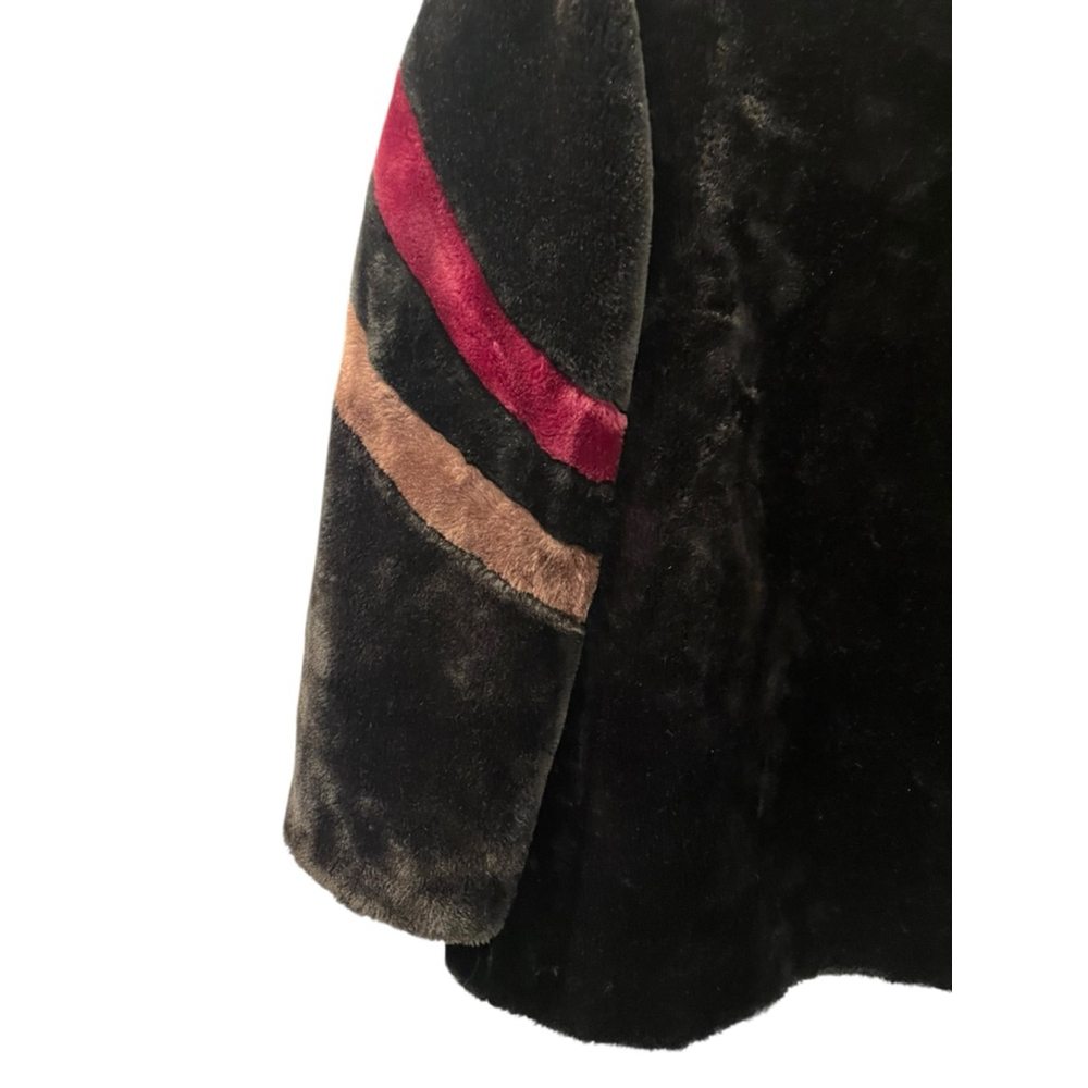 Vintage 70's Faux Fur Boogie Nights Striped Coat Jacket Size Medium Women's - Picture 6 of 8